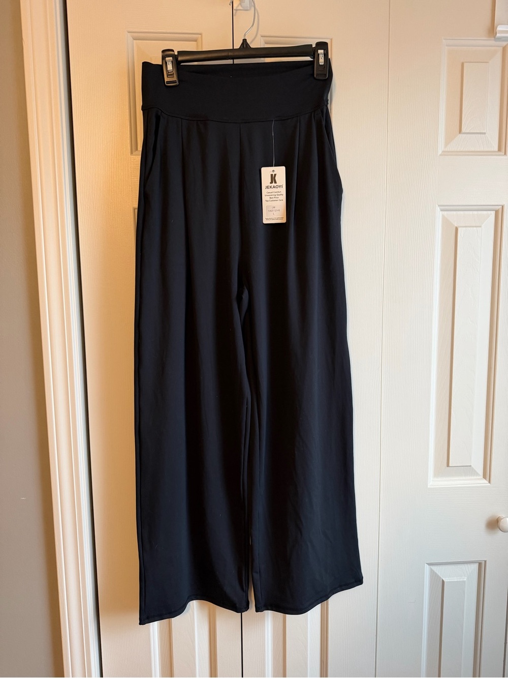Wide-Leg Pull-On Pants — Black
